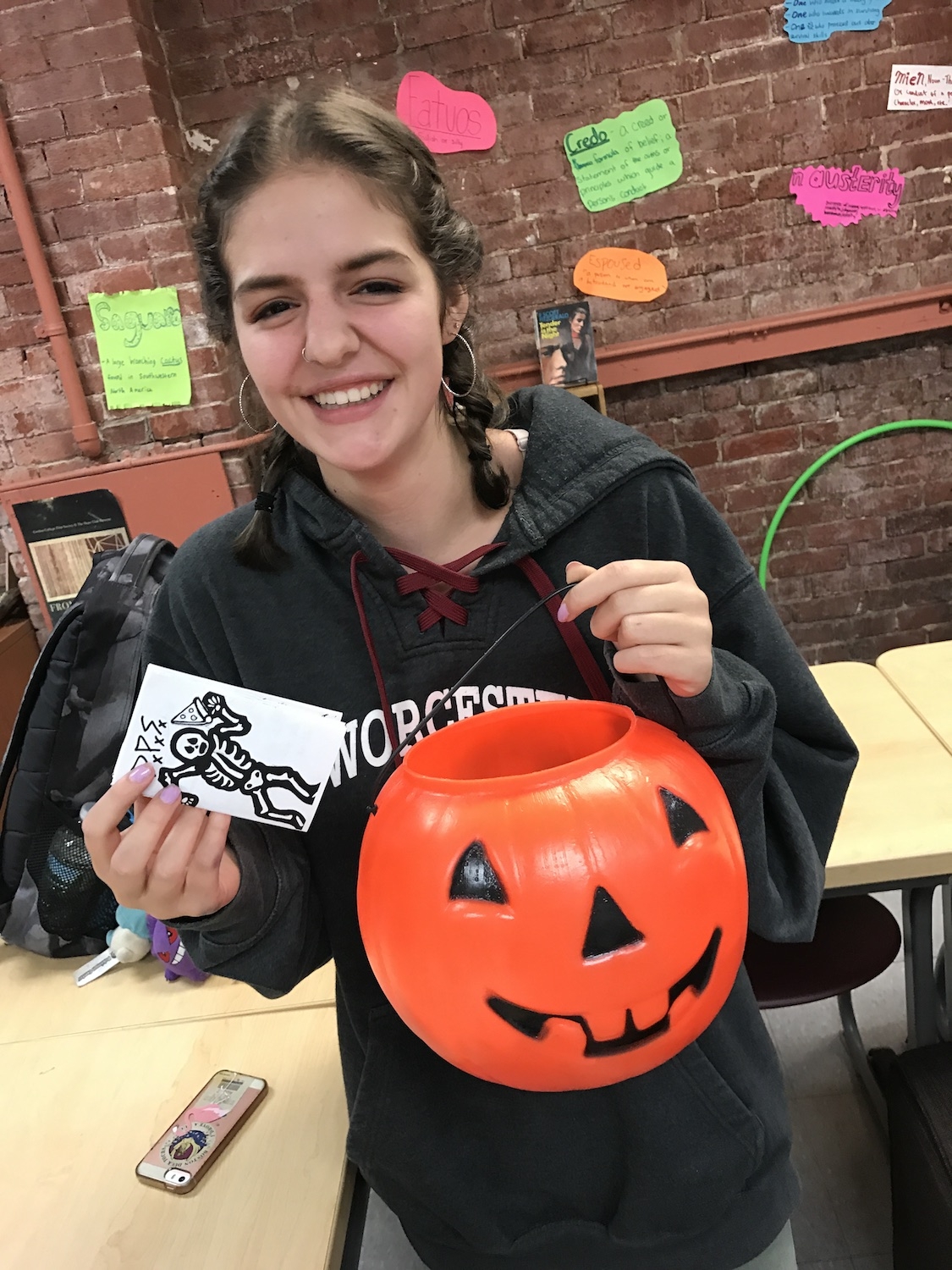 Sophia with the Halloween 'Zine